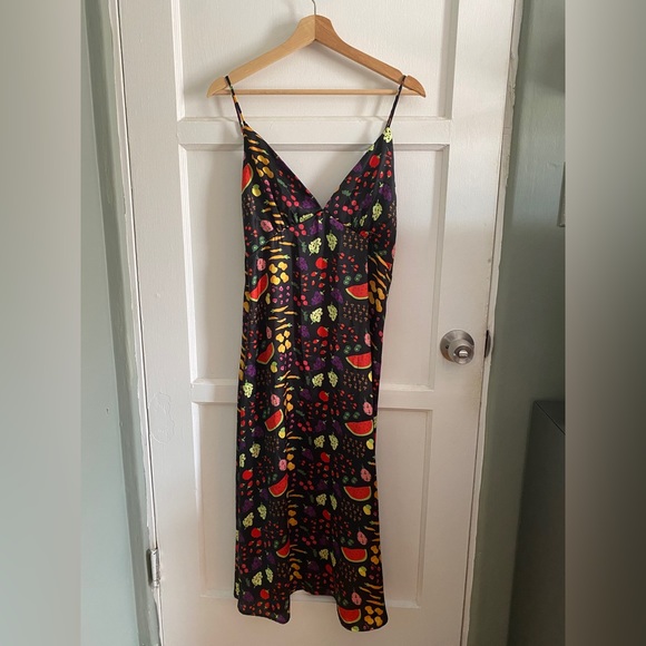 Lisa Says Gah Dresses Lisa Says Gah Fruit Salad Maxi Satin Dress